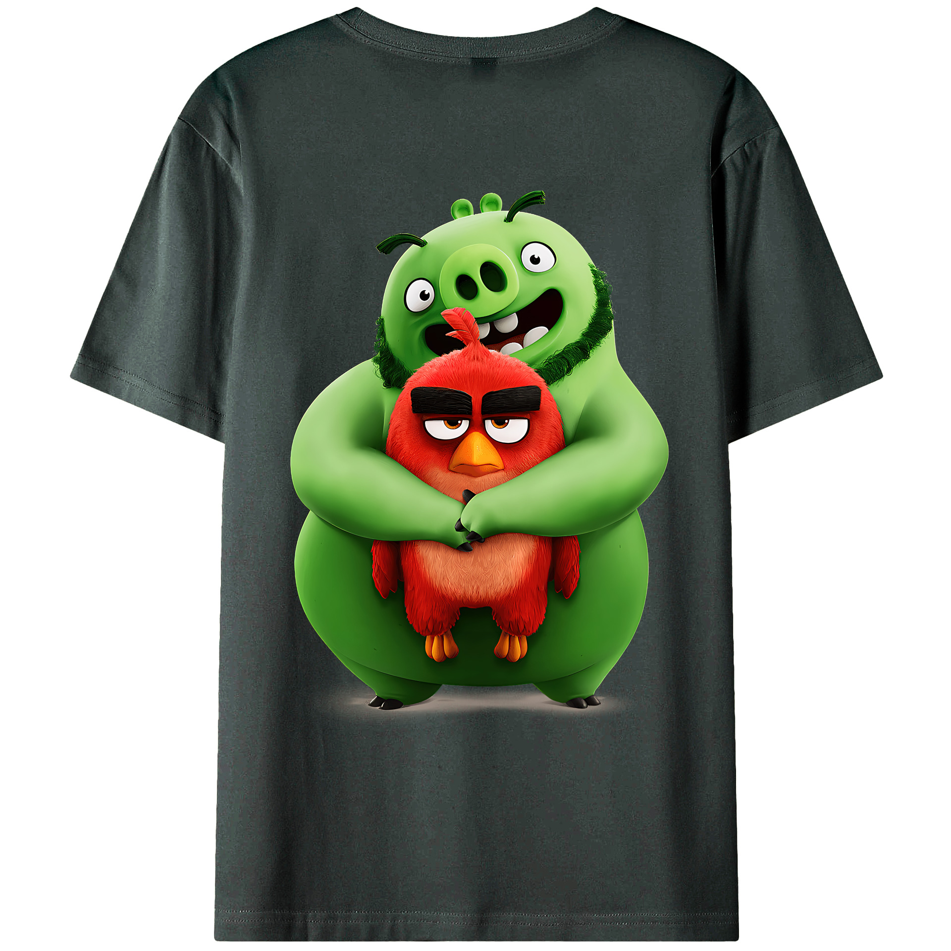 （画像用） Angry Birds アングリーバード 綿100％ メンズ半袖Tシャツ（バックプリント） 通気性